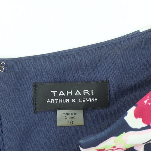 Tahari Arthur S. Levine Women's Blue Floral Sheath Dress Size 14