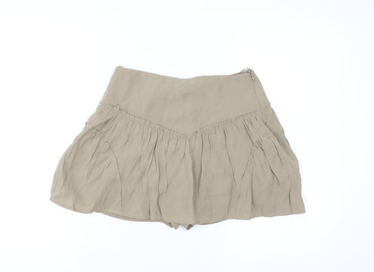 Zara Women Beige XS Flare Short Skort Lightweight Casual