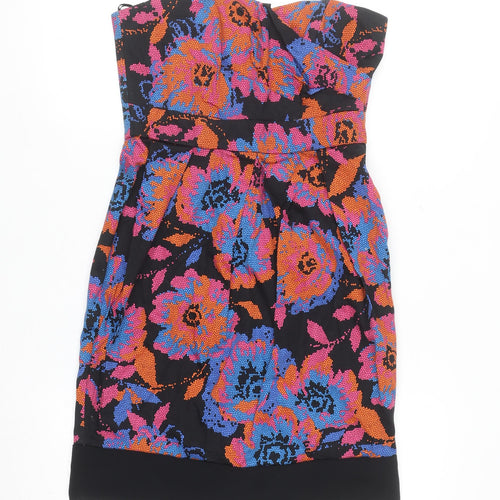 New Look Women’s Multicoloured Floral Strapless Bodycon Dress Size 10