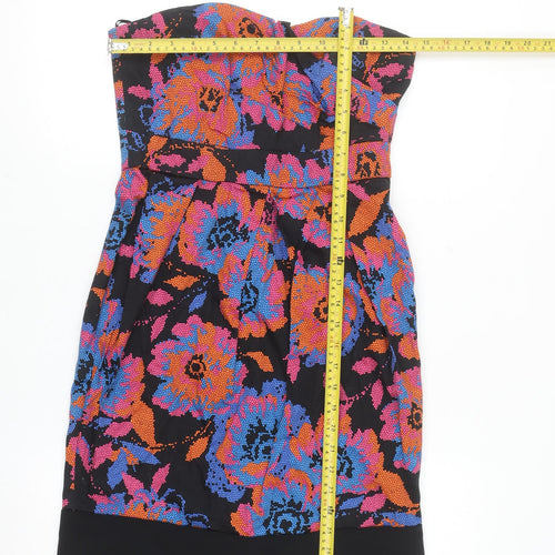 New Look Women’s Multicoloured Floral Strapless Bodycon Dress Size 10