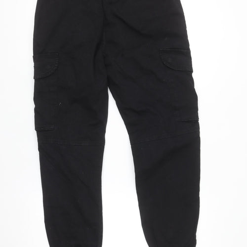 Zara Men's Black Cargo Jogger Trousers Size S Elastic Waist Comfort Cotton