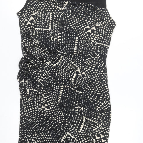 Next Women’s Black Geometric Sheath Dress Size 14 Sleeveless