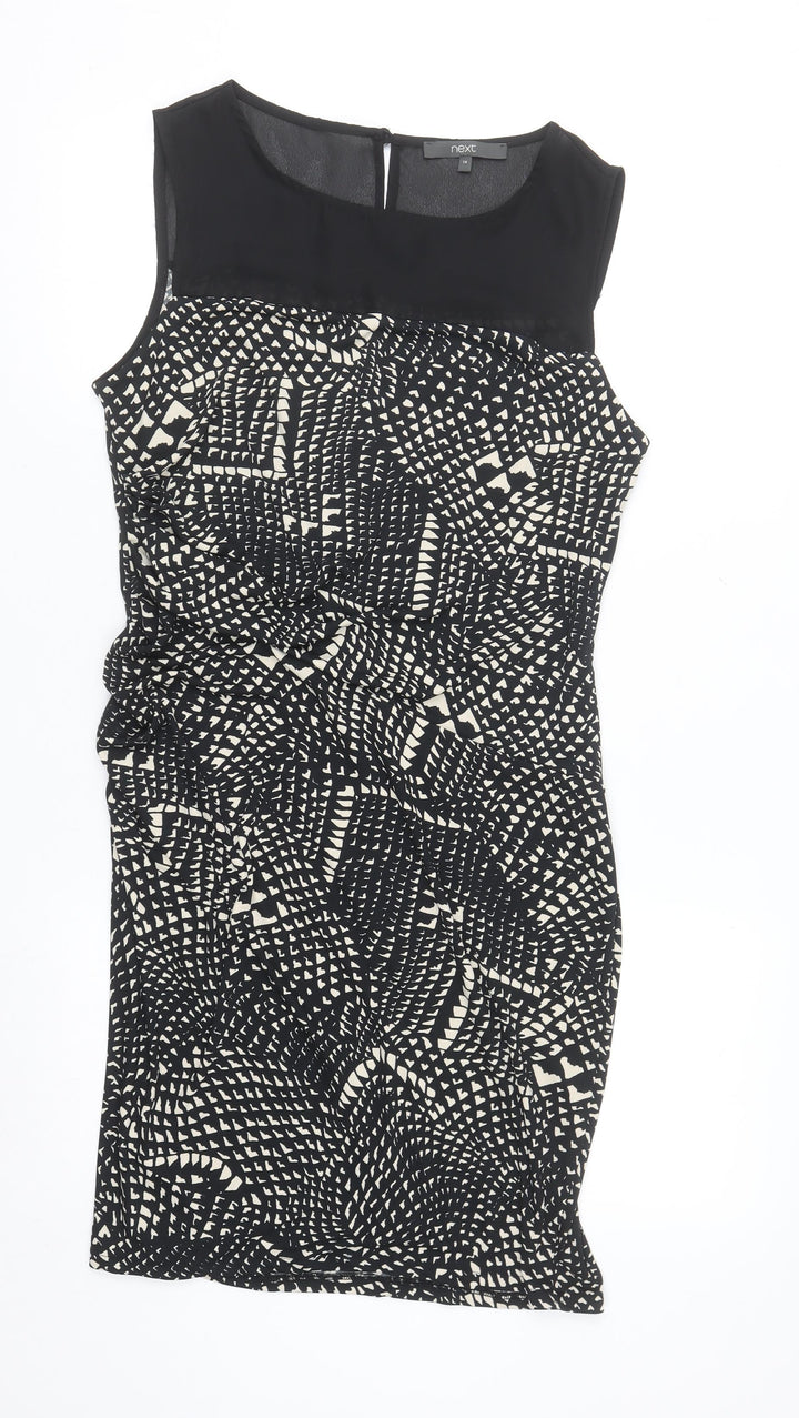 Next Women’s Black Geometric Sheath Dress Size 14 Sleeveless