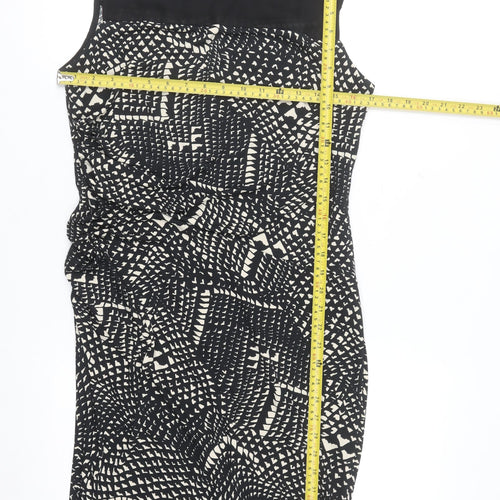 Next Women’s Black Geometric Sheath Dress Size 14 Sleeveless