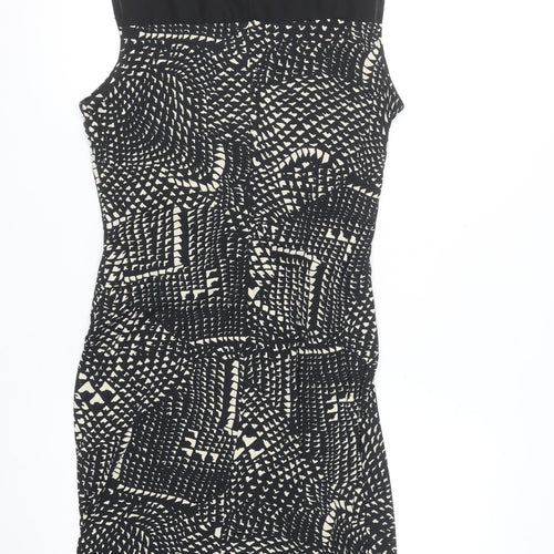 Next Women’s Black Geometric Sheath Dress Size 14 Sleeveless
