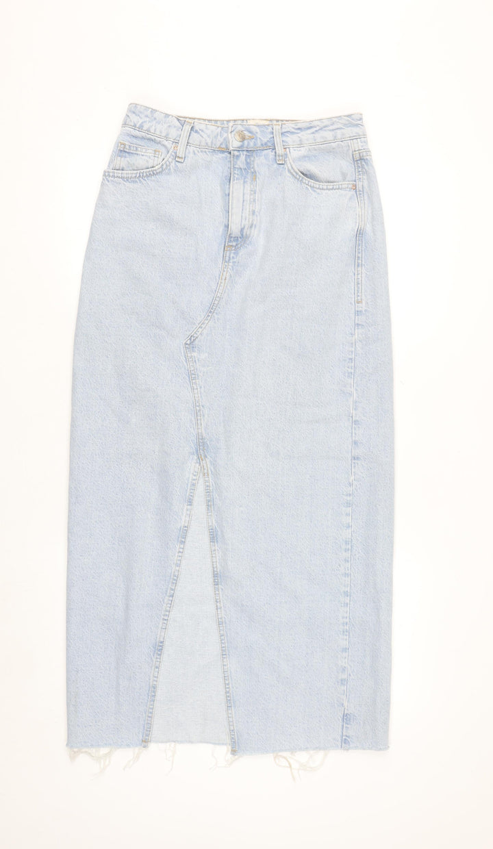 River Island Women’s Blue Denim Midi Pencil Skirt Size 8
