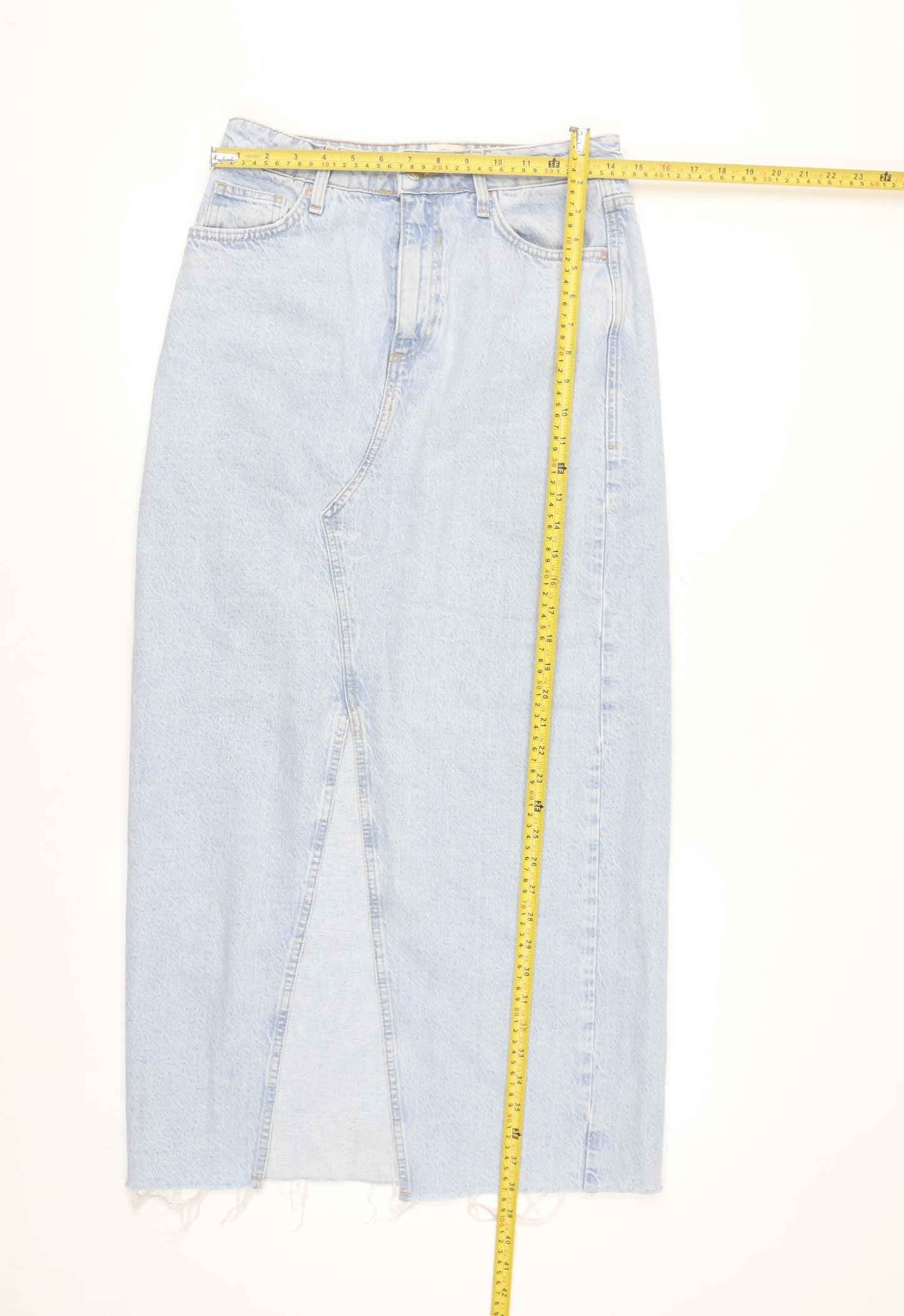 River Island Women’s Blue Denim Midi Pencil Skirt Size 8