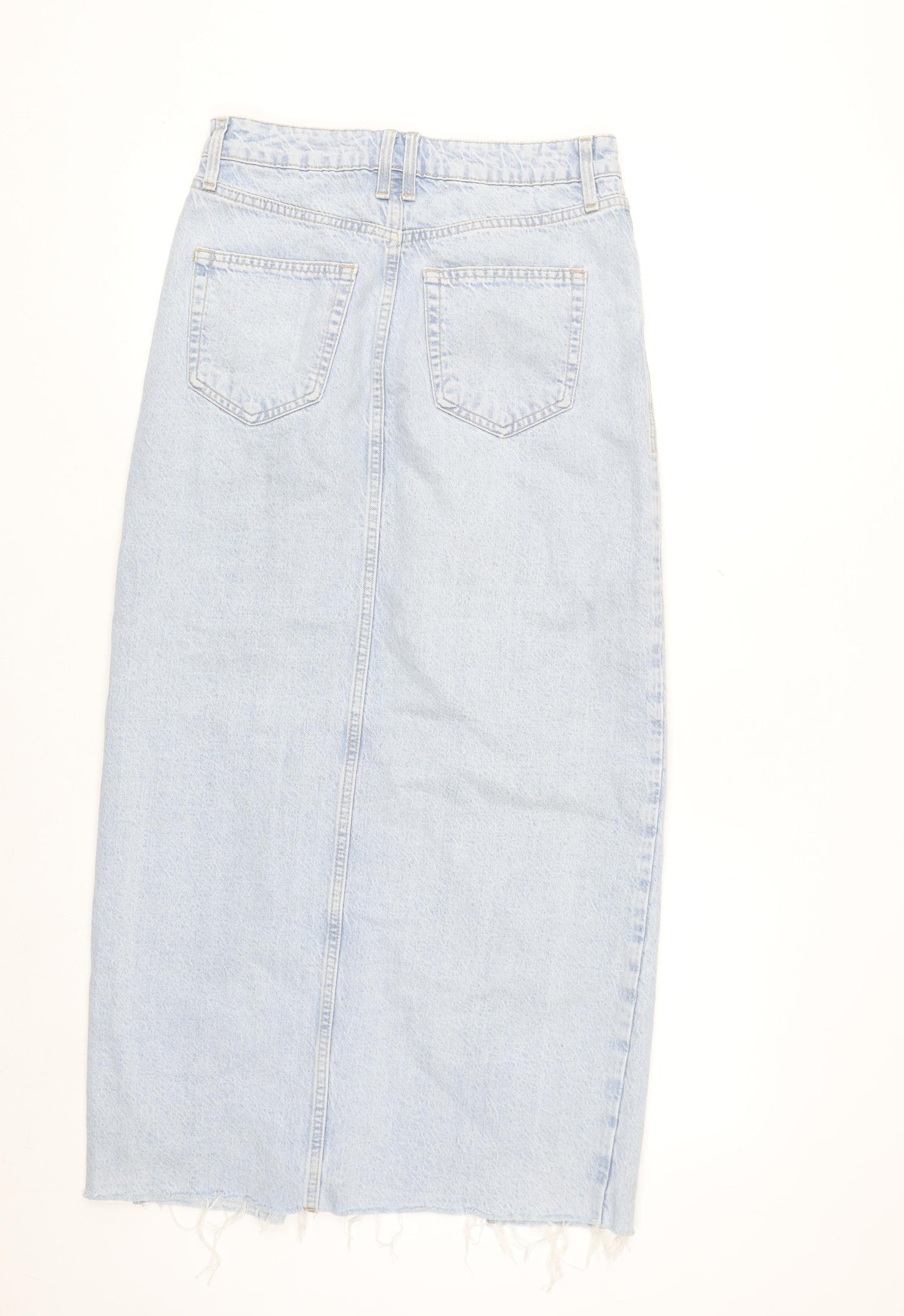 River Island Women’s Blue Denim Midi Pencil Skirt Size 8