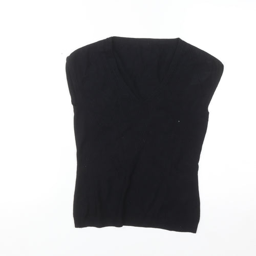 Next Women Black Viscose V-Neck Sleeveless Pullover Jumper Size 10