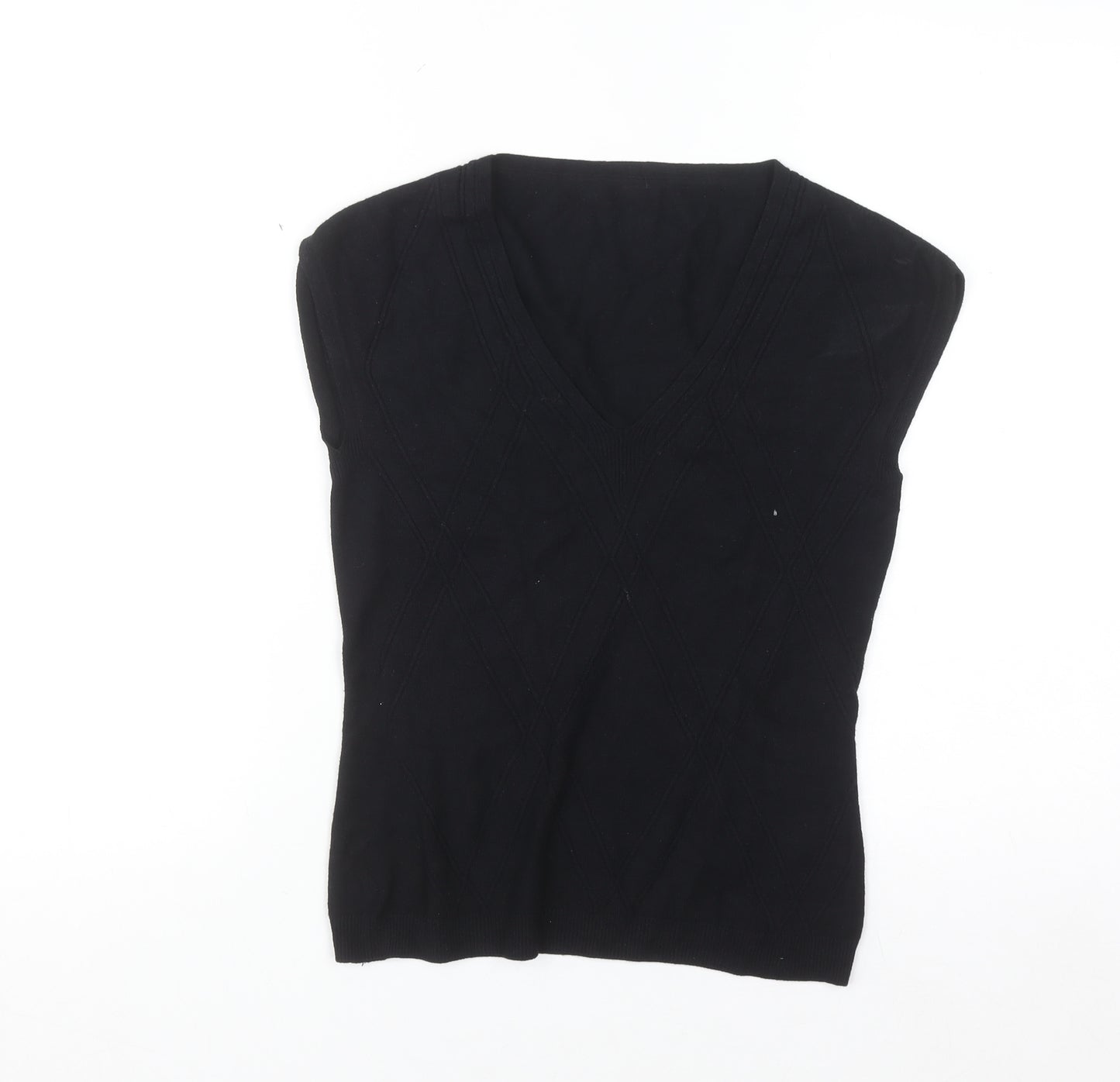 Next Women Black Viscose V-Neck Sleeveless Pullover Jumper Size 10
