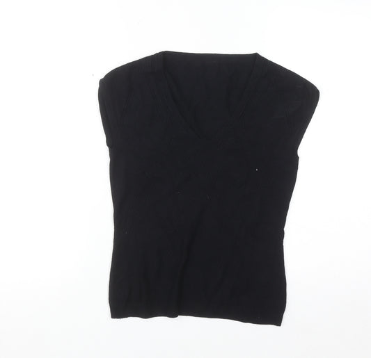 Next Women Black Viscose V-Neck Sleeveless Pullover Jumper Size 10