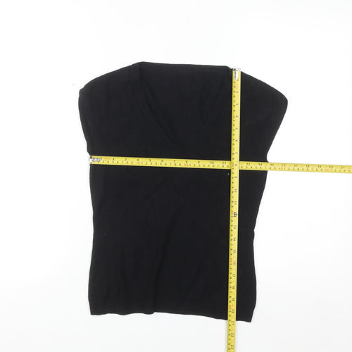 Next Women Black Viscose V-Neck Sleeveless Pullover Jumper Size 10