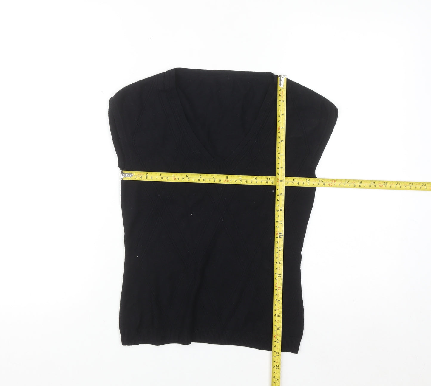 Next Women Black Viscose V-Neck Sleeveless Pullover Jumper Size 10
