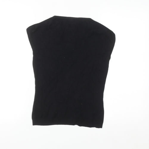 Next Women Black Viscose V-Neck Sleeveless Pullover Jumper Size 10