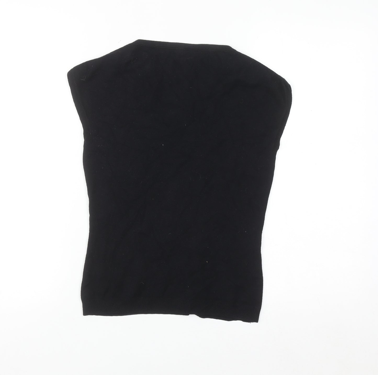 Next Women Black Viscose V-Neck Sleeveless Pullover Jumper Size 10