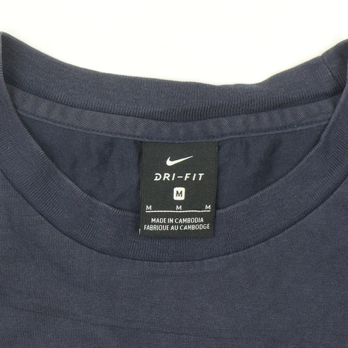 Nike Men's Navy Blue Dri-Fit Cotton Blend Short Sleeve T-Shirt M
