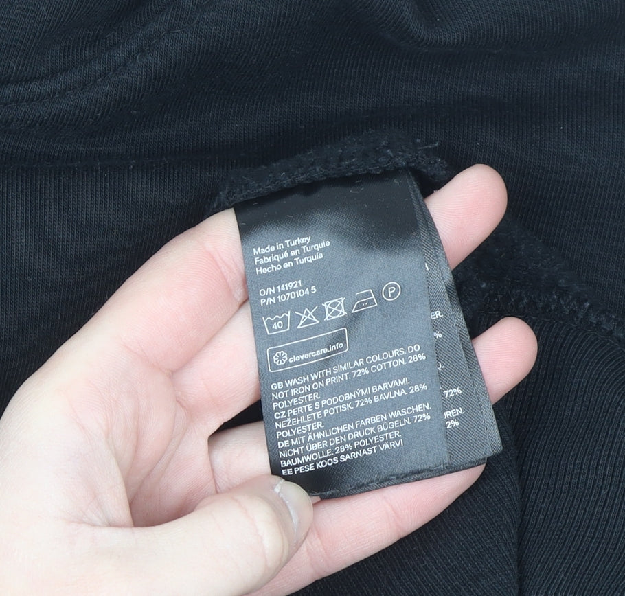 H&M Divided Women’s Black Full Zip Hoodie L Stars Shine Astrology Graphic