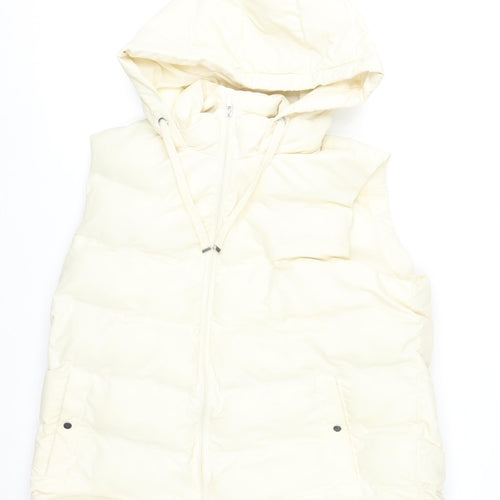 Primark Women's Ivory Puffer Hooded Waistcoat XL Quilted Gilet