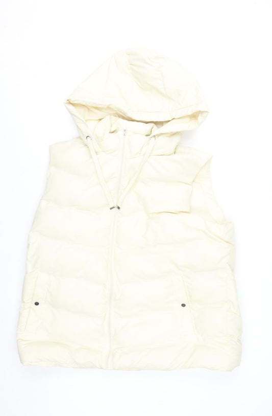 Primark Women's Ivory Puffer Hooded Waistcoat XL Quilted Gilet