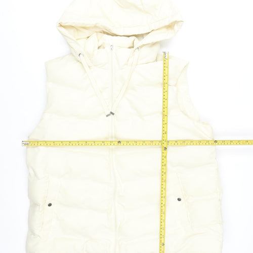 Primark Women's Ivory Puffer Hooded Waistcoat XL Quilted Gilet