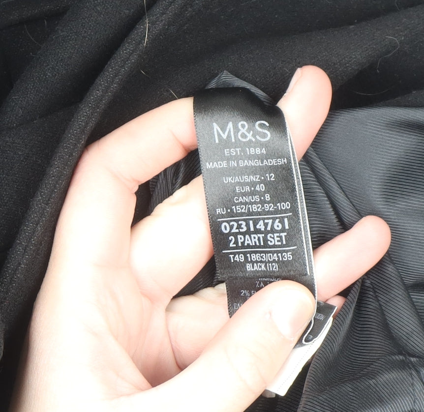 Marks and Spencer Women’s Black Long Belted Overcoat Size 12
