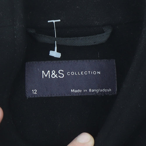 Marks and Spencer Women’s Black Long Belted Overcoat Size 12