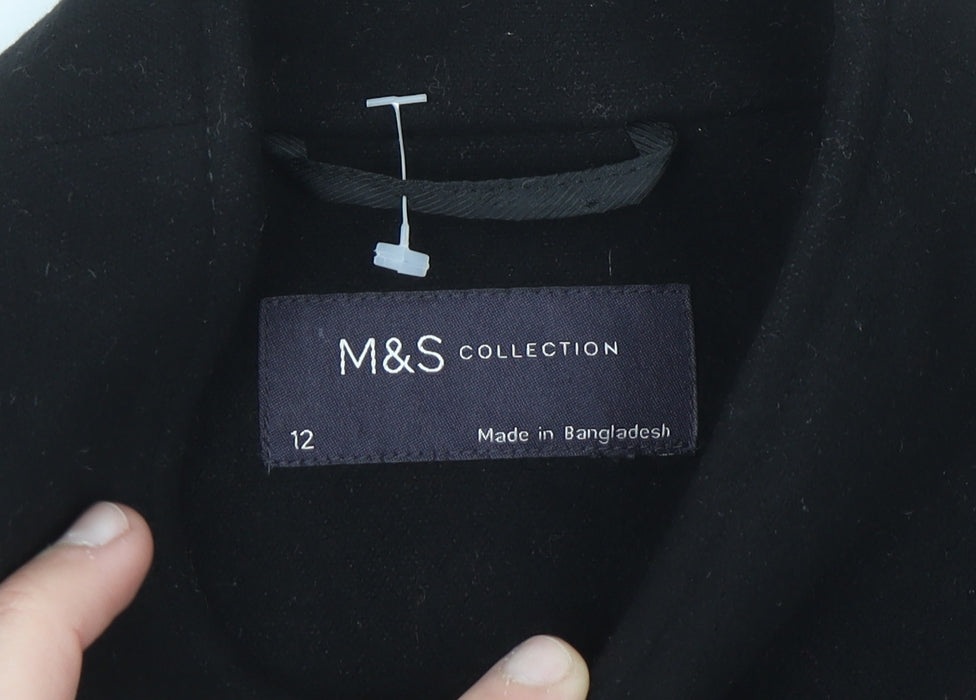 Marks and Spencer Women’s Black Long Belted Overcoat Size 12