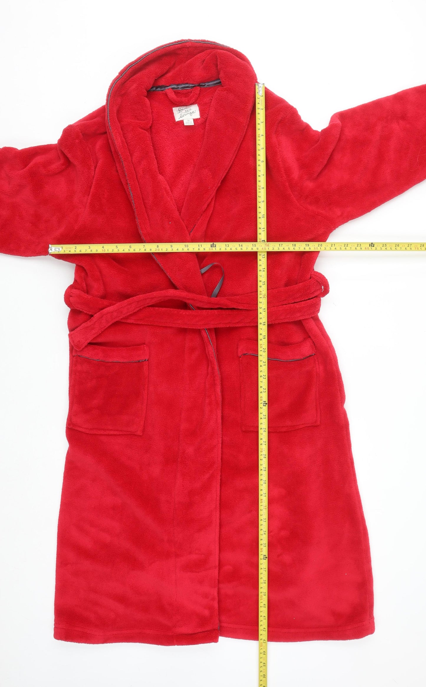 Love to Lounge Women's Red Fleece Belted Robe Size 14-16