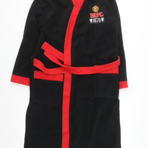 Manchester United Boys Black Red Fleece Robe 11-12 Years Sports Nightwear