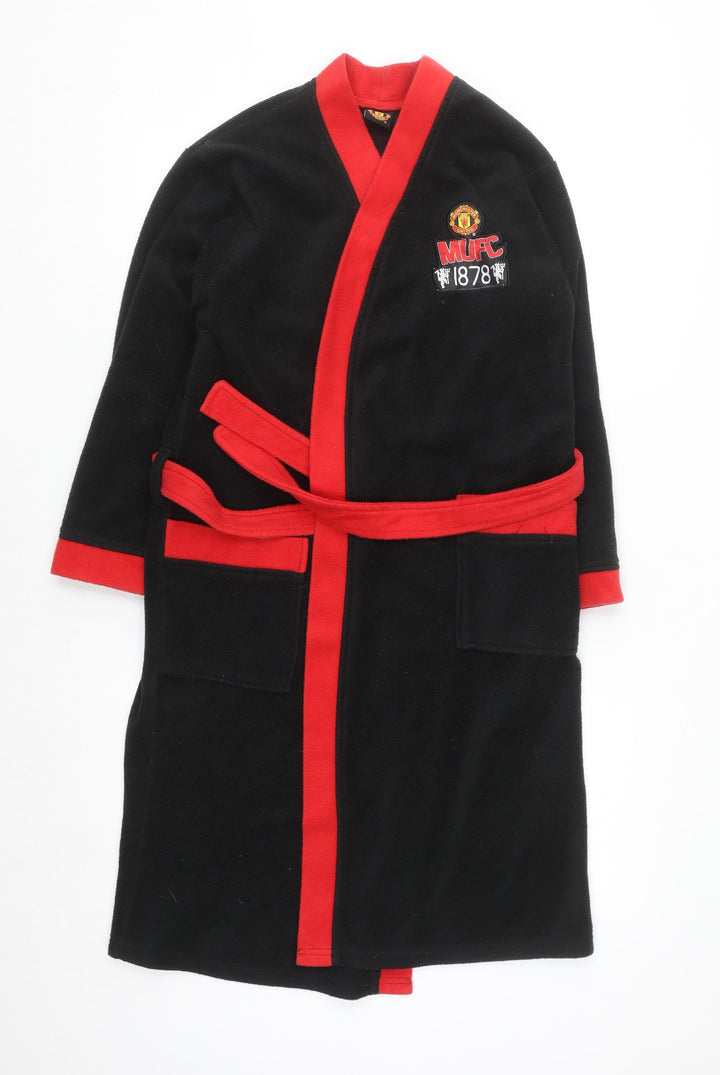 Manchester United Boys Black Red Fleece Robe 11-12 Years Sports Nightwear
