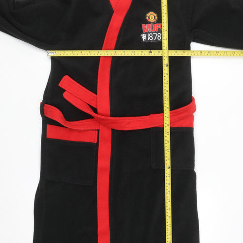 Manchester United Boys Black Red Fleece Robe 11-12 Years Sports Nightwear