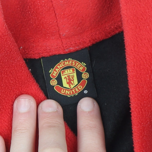 Manchester United Boys Black Red Fleece Robe 11-12 Years Sports Nightwear