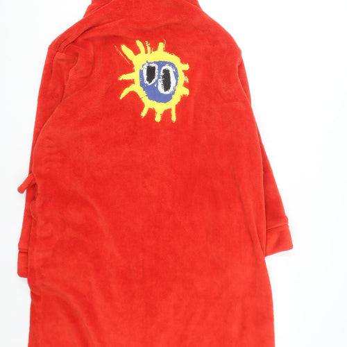 Primal Scream Red Hooded Robe M-L Fleece Men's Nightwear