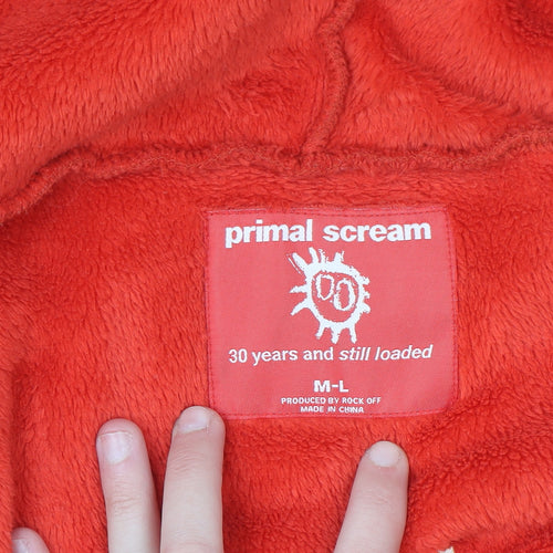 Primal Scream Red Hooded Robe M-L Fleece Men's Nightwear