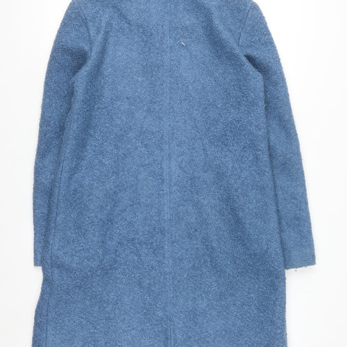 Peruzzi Women Blue Wool Blend Mid-Length Overcoat Size 10