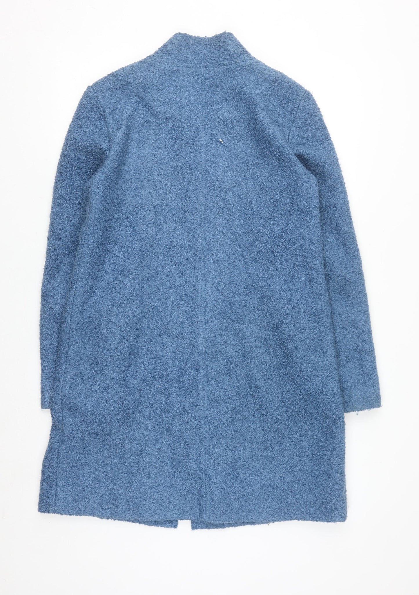 Peruzzi Women Blue Wool Blend Mid-Length Overcoat Size 10
