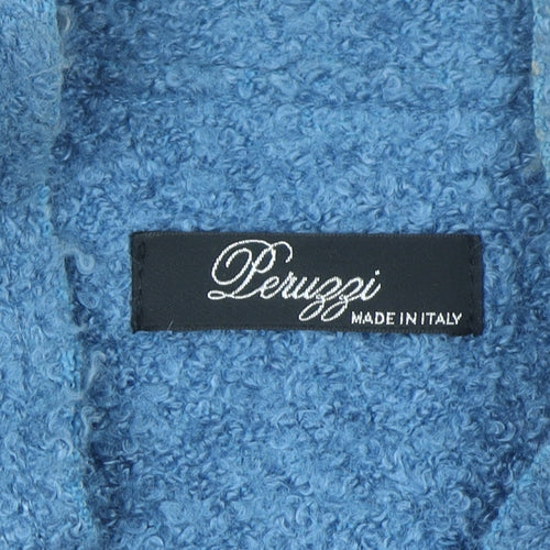 Peruzzi Women Blue Wool Blend Mid-Length Overcoat Size 10