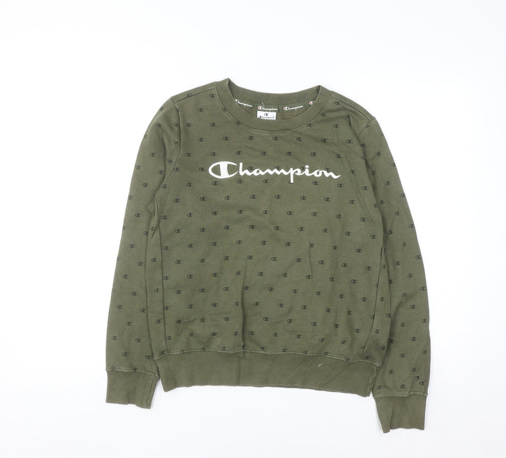 Champion Men's Green Pullover Sweatshirt Medium Logo Fleece Crew Neck