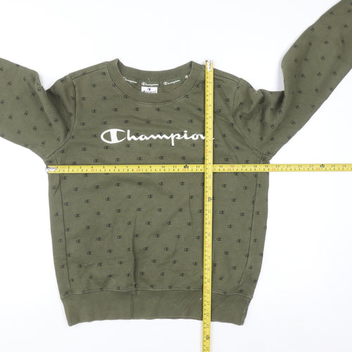 Champion Men's Green Pullover Sweatshirt Medium Logo Fleece Crew Neck