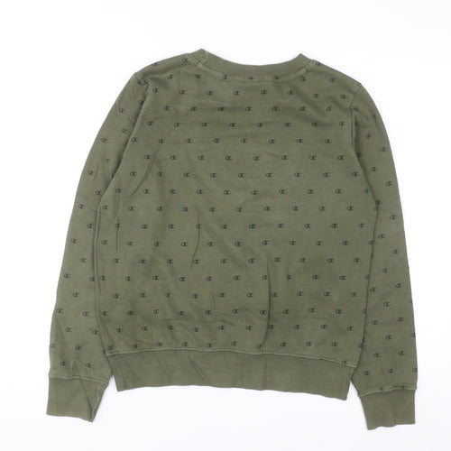 Champion Men's Green Pullover Sweatshirt Medium Logo Fleece Crew Neck