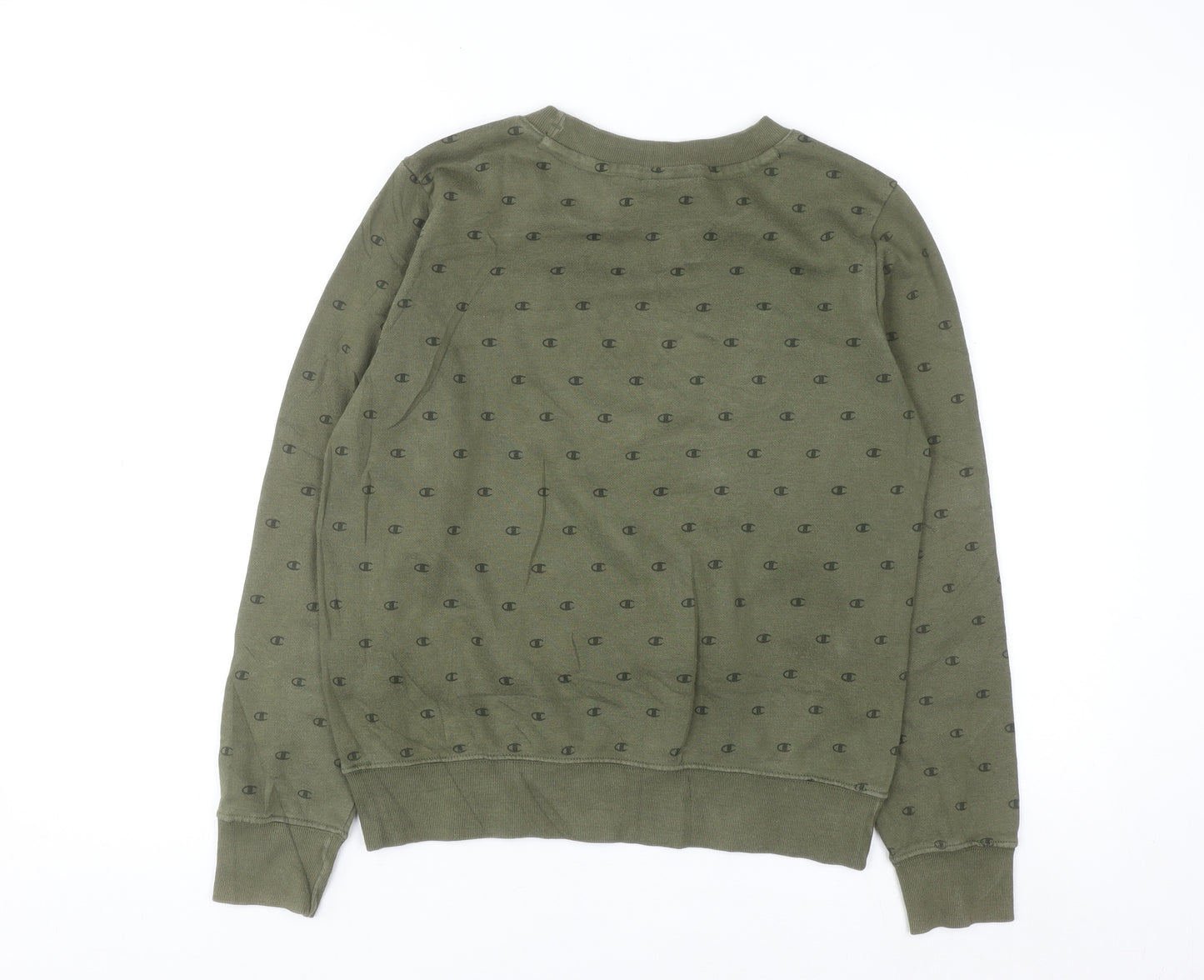 Champion Men's Green Pullover Sweatshirt Medium Logo Fleece Crew Neck