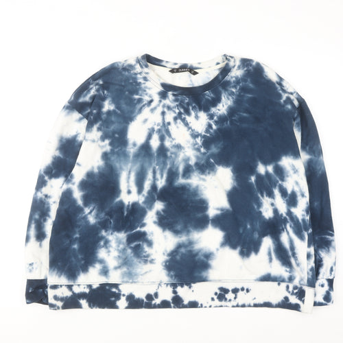 Dunnes Women Blue Tie Dye Pullover Sweatshirt XL Cotton Blend