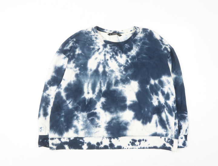Dunnes Women Blue Tie Dye Pullover Sweatshirt XL Cotton Blend