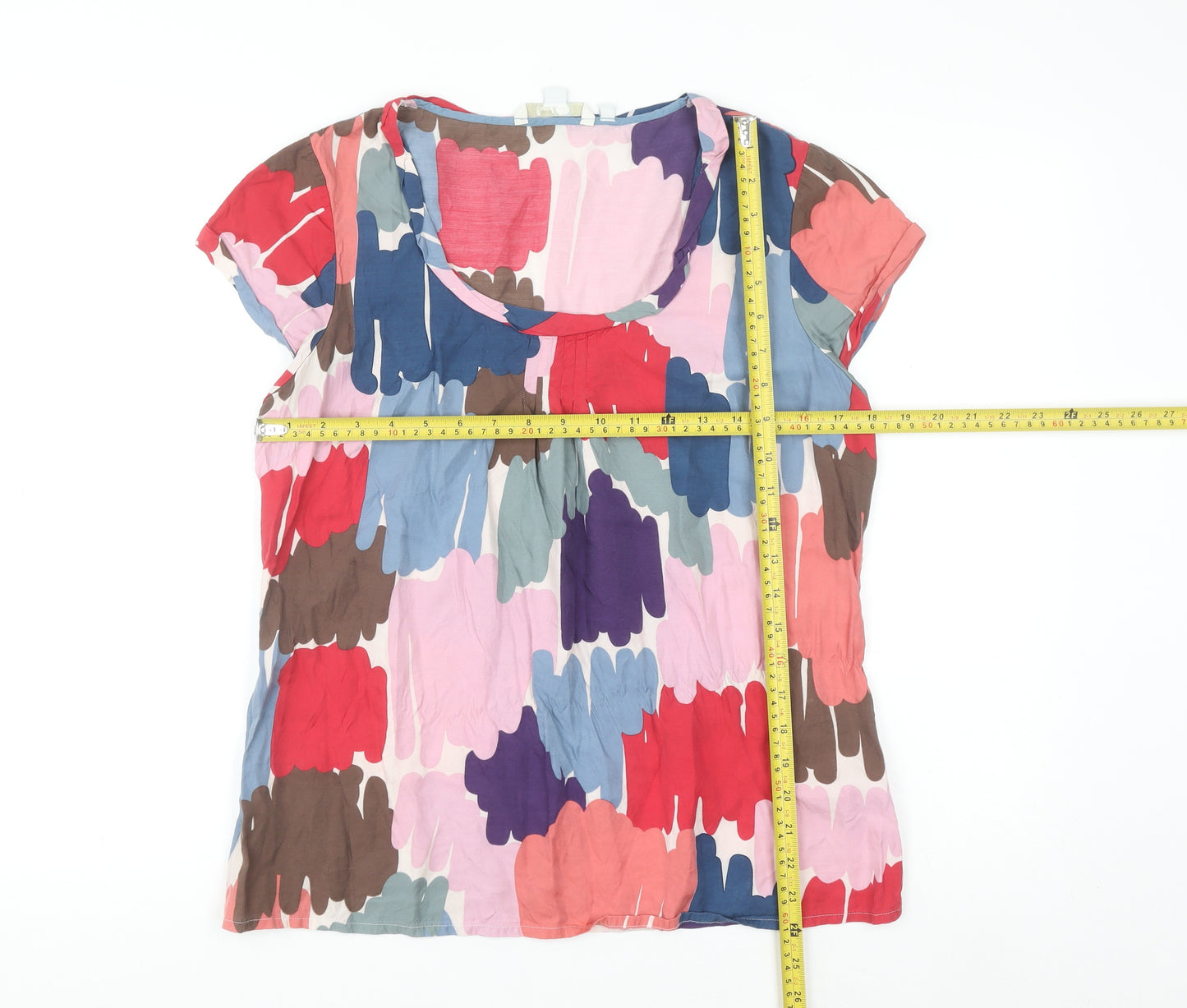 Boden Women’s Multicoloured Tunic Blouse Size 14 Silk Blend Scoop Neck