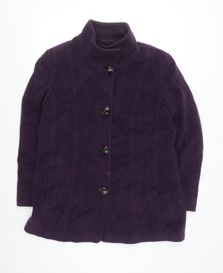 JOBIS Women's Purple Wool Angora Mid-Length Coat Size 14