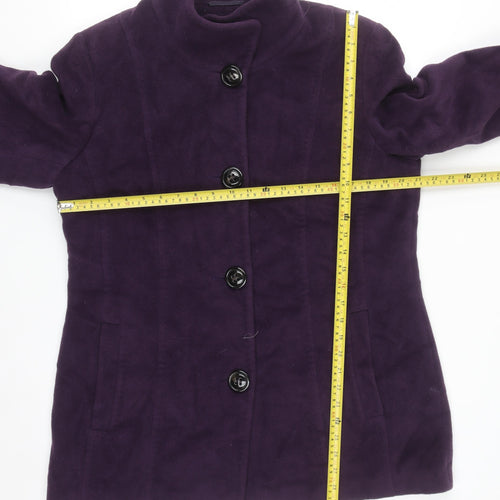 JOBIS Women's Purple Wool Angora Mid-Length Coat Size 14