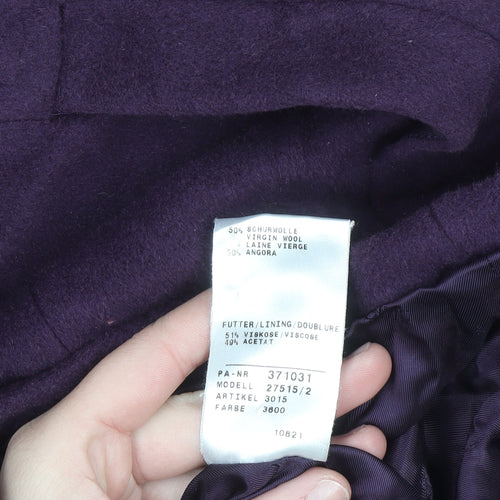 JOBIS Women's Purple Wool Angora Mid-Length Coat Size 14