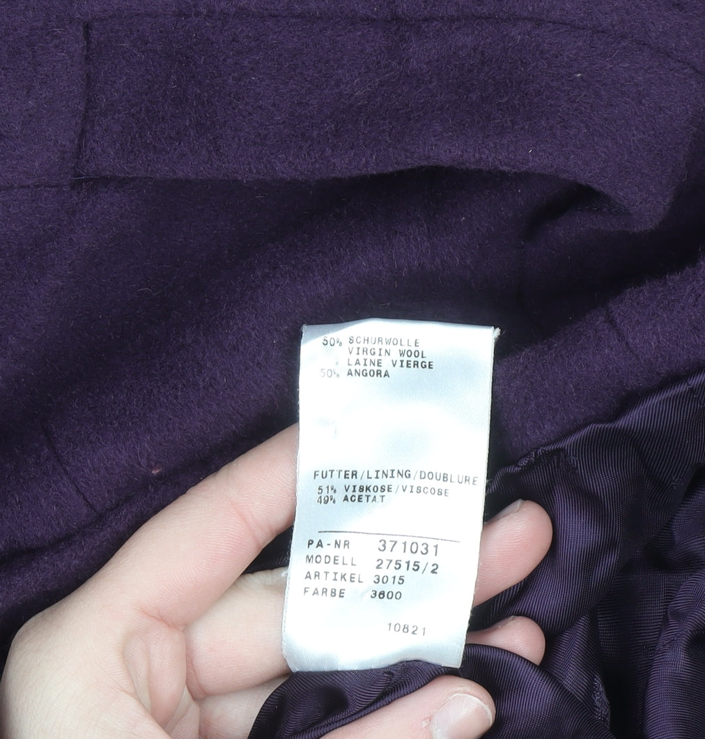 JOBIS Women's Purple Wool Angora Mid-Length Coat Size 14