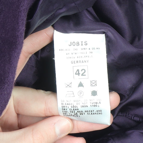 JOBIS Women's Purple Wool Angora Mid-Length Coat Size 14
