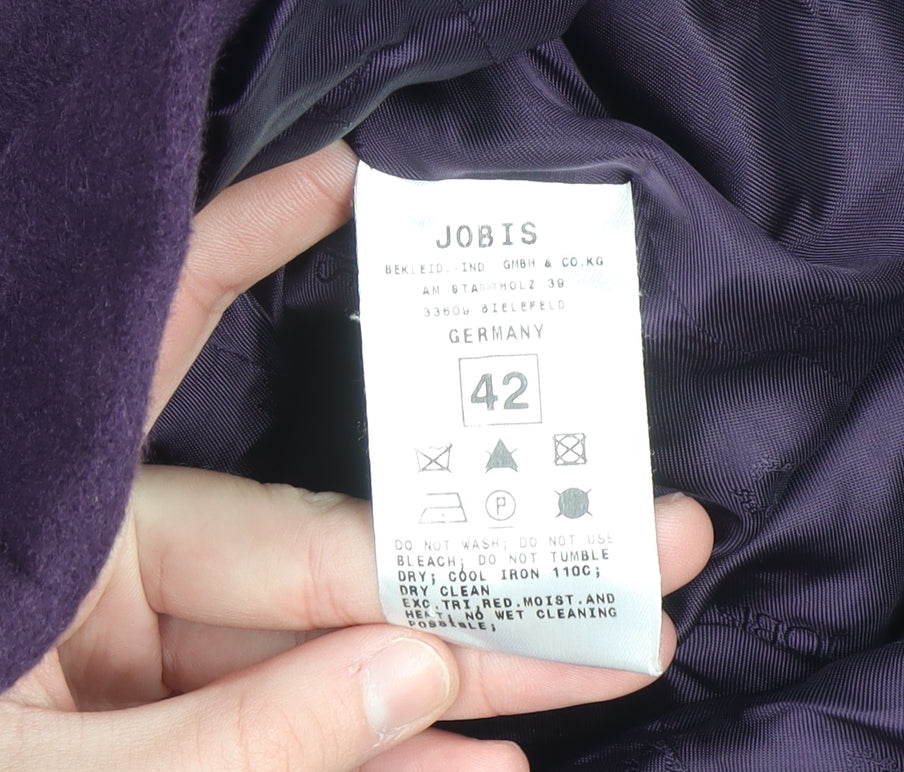 JOBIS Women's Purple Wool Angora Mid-Length Coat Size 14